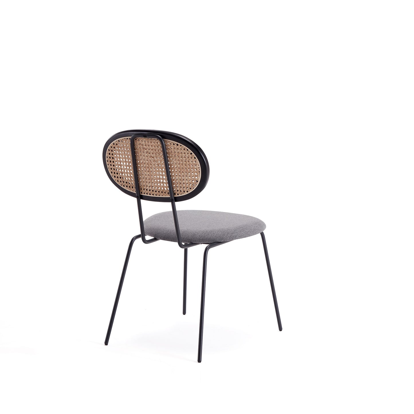 Jardin Industry Chic Cane Back Upholstered Dining Chair in Black and Gray - Set of 2 DCCA06-GY