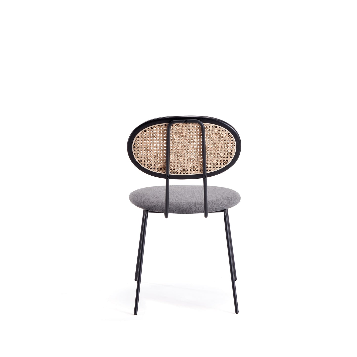 Jardin Industry Chic Cane Back Upholstered Dining Chair in Black and Gray - Set of 2 DCCA06-GY