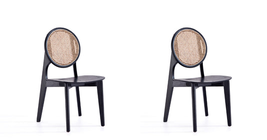 Versailles Industry Chic Wood Dining Chair in Black and Natural - Set of 2 DCCA11-BK