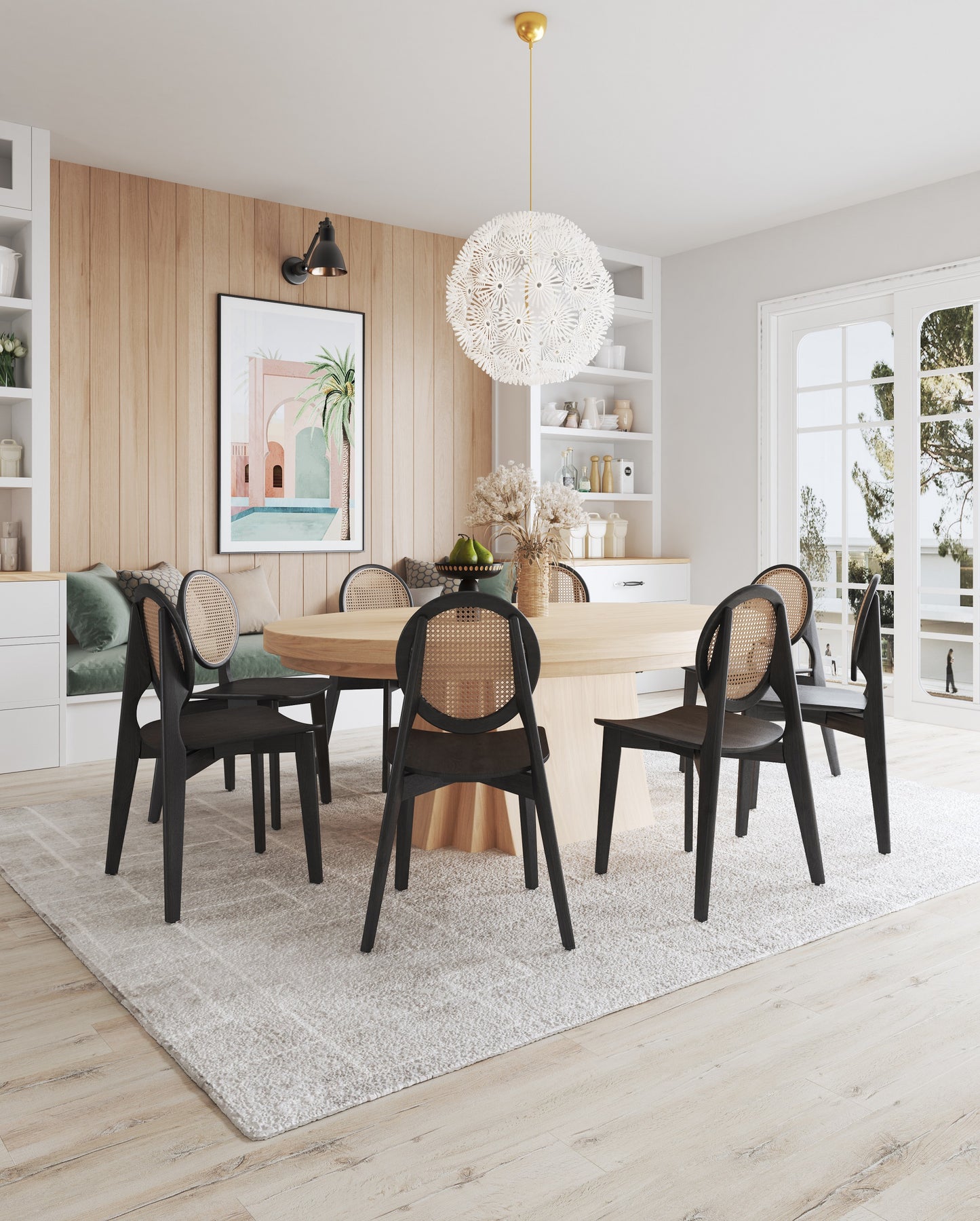 Versailles Industry Chic Wood Dining Chair in Black and Natural - Set of 2 DCCA11-BK