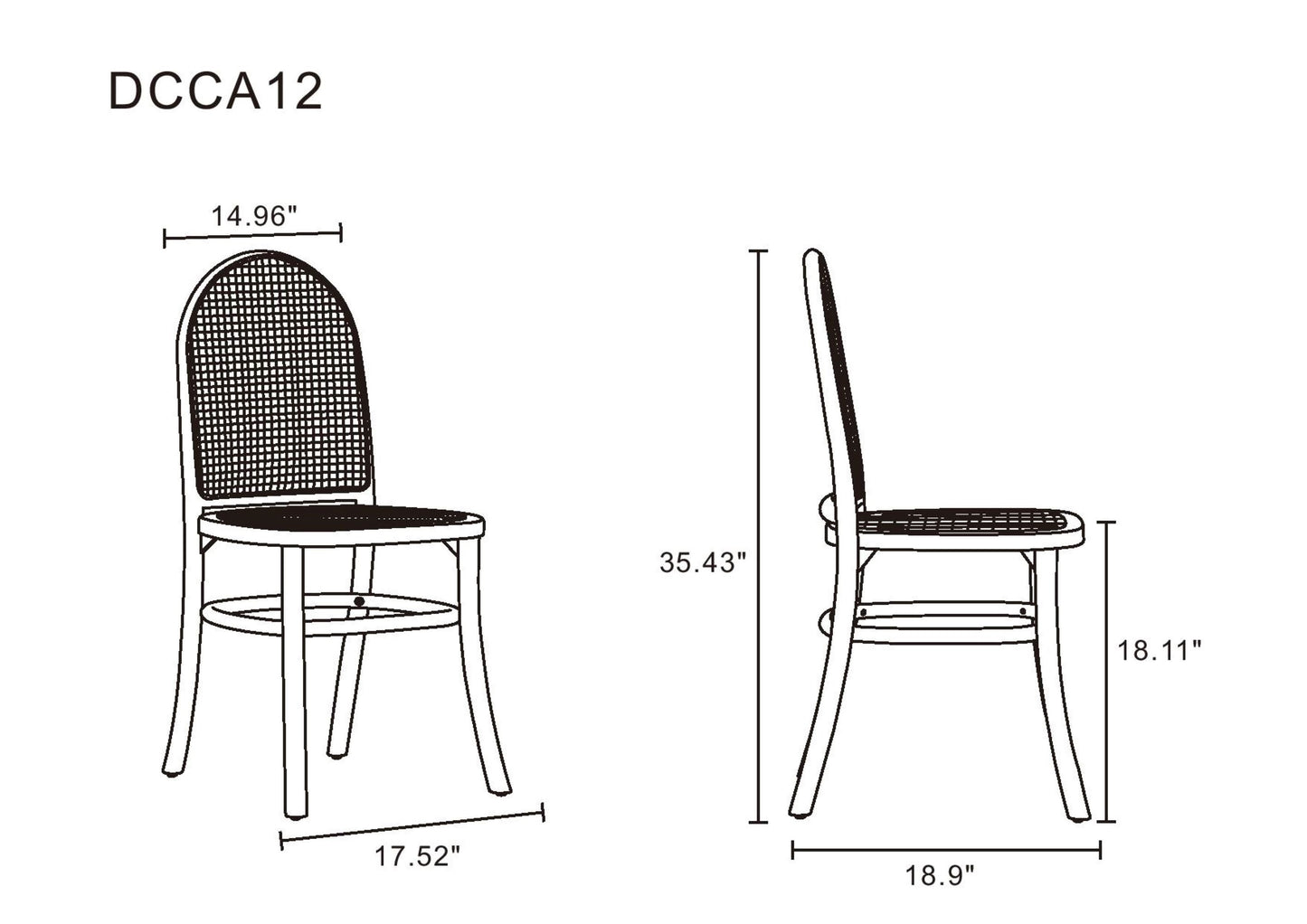 Manhattan Comfort Paragon Dining Chair 2.0 in Nature and Cane - Set of 2 DCCA12-NA
