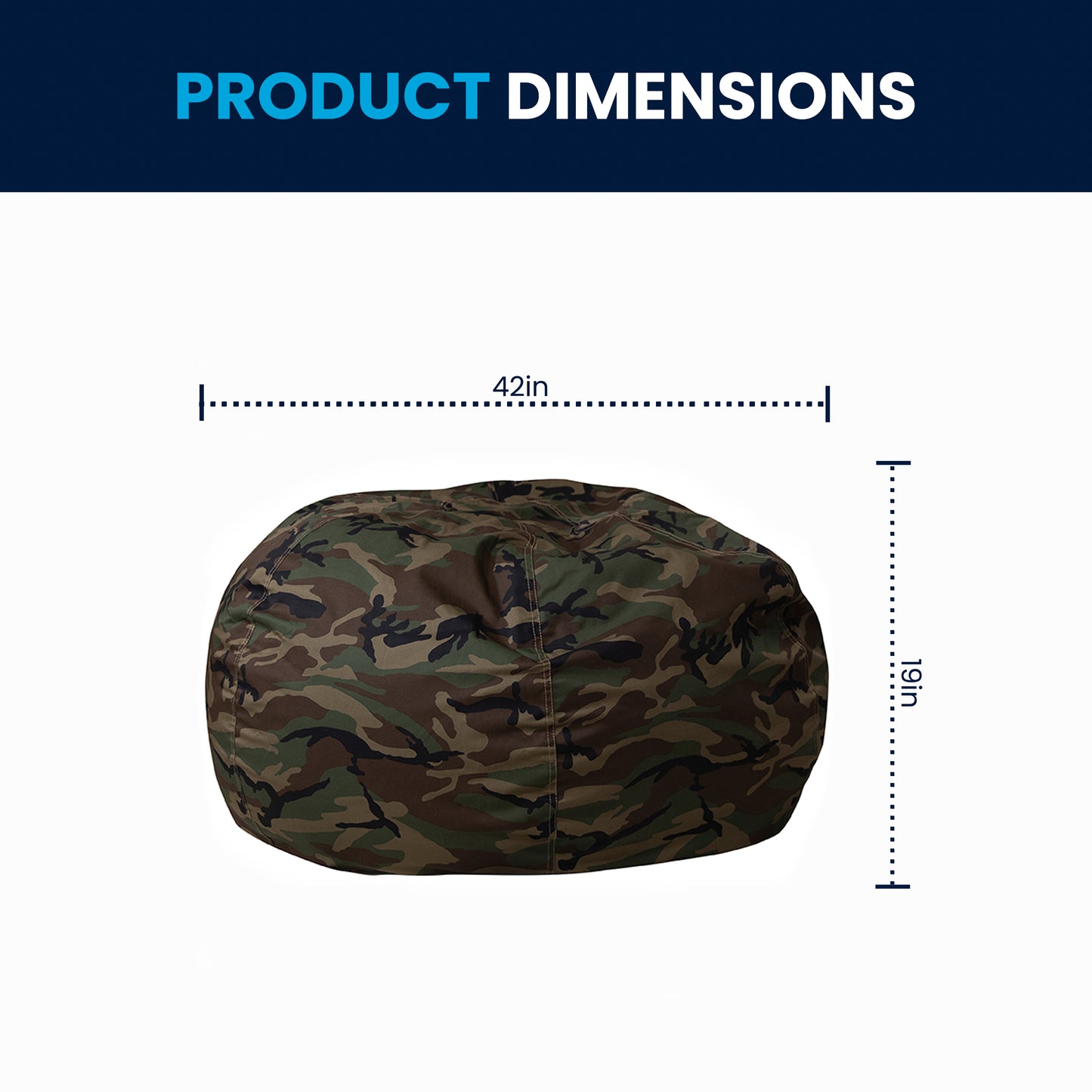 Duncan Oversized Camouflage Refillable Bean Bag Chair for All Ages Camouflage