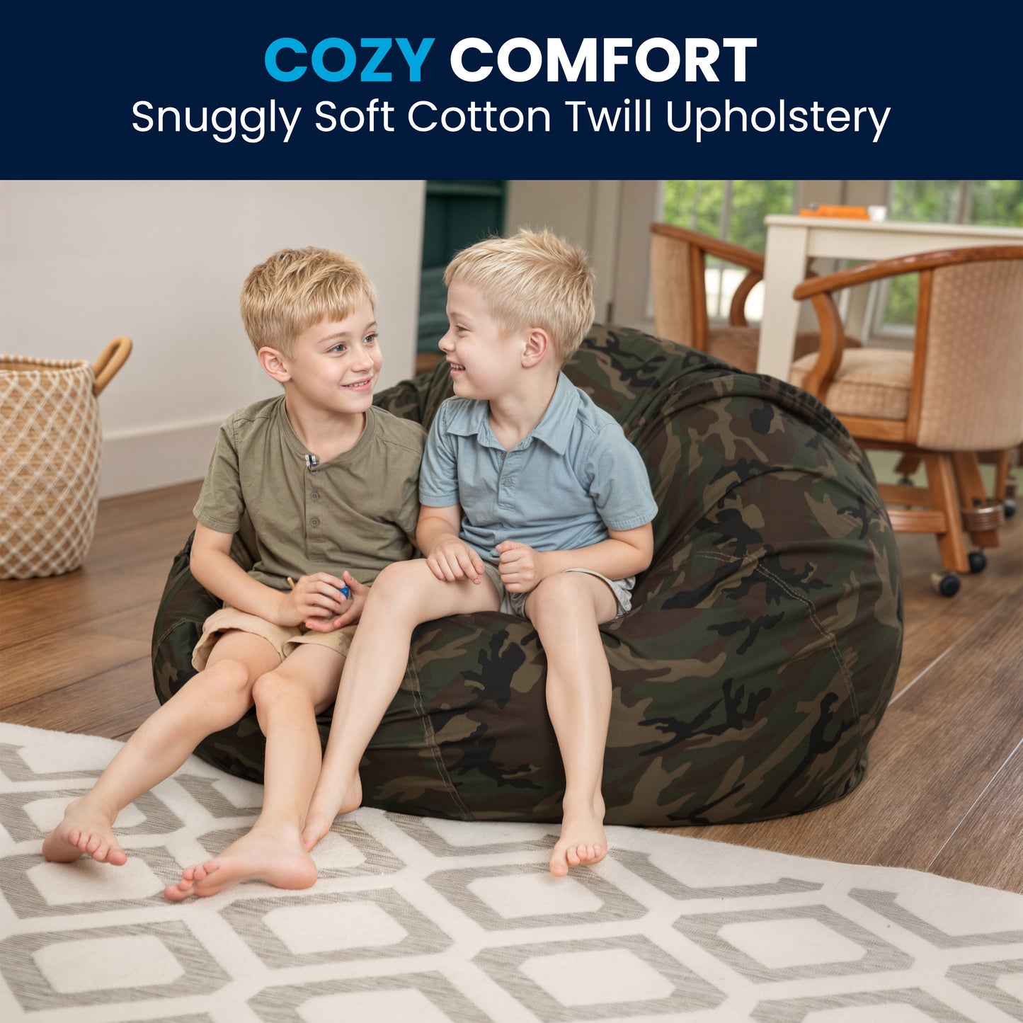 Duncan Oversized Camouflage Refillable Bean Bag Chair for All Ages Camouflage