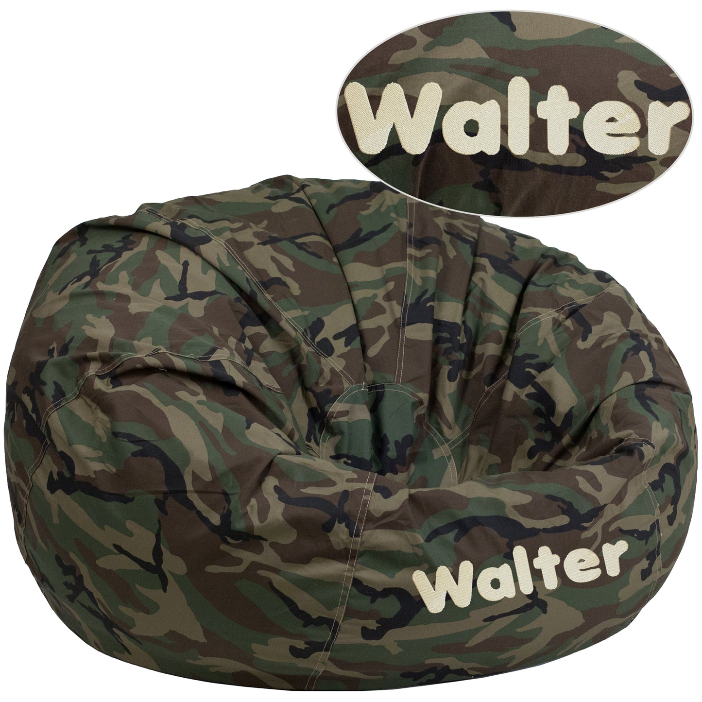 Duncan Personalized Oversized Camouflage Bean Bag Chair for Kids and Adults Camouflage