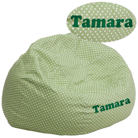 Duncan Personalized Oversized Green Dot Bean Bag Chair for Kids and Adults Green Dot