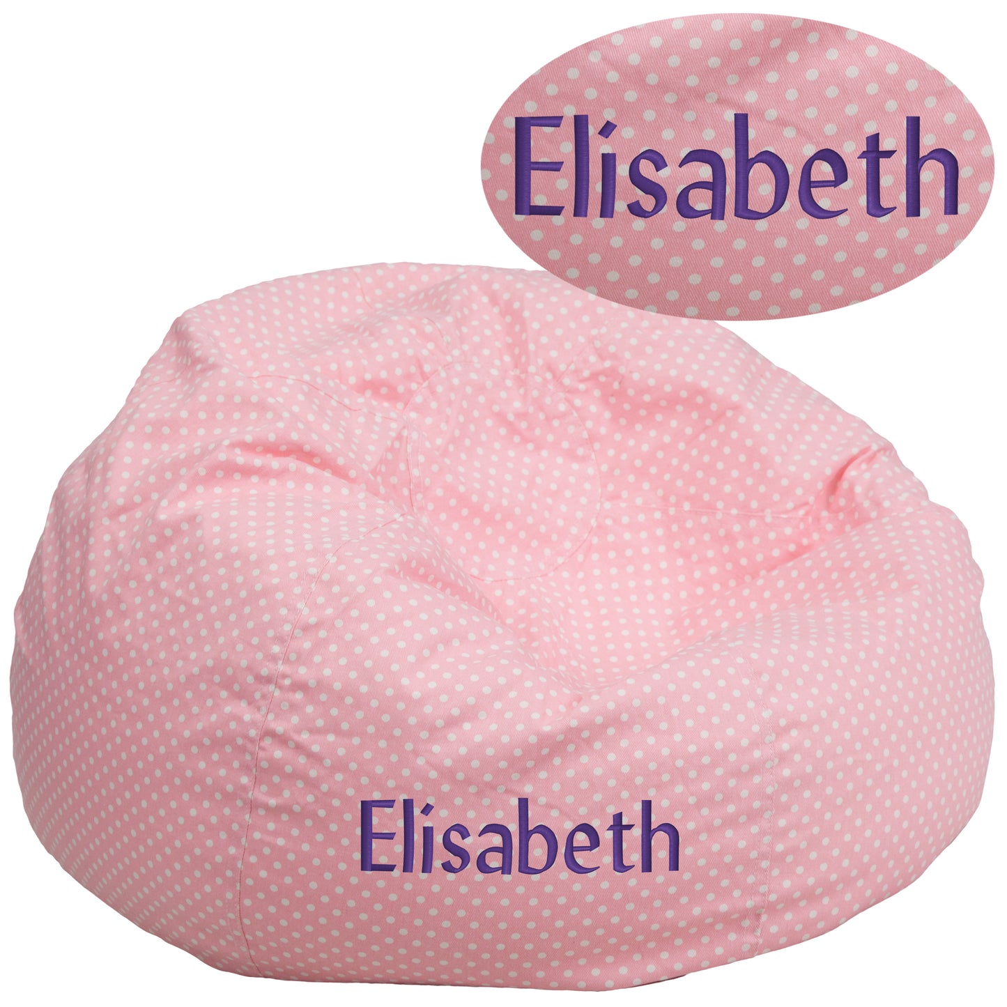 Duncan Personalized Oversized Light Pink Dot Bean Bag Chair for Kids and Adults Light Pink Dot