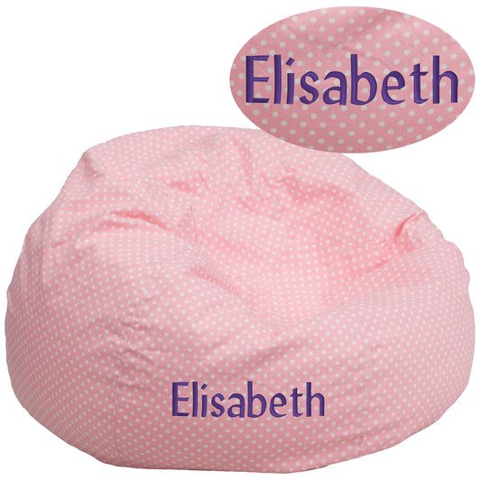 Duncan Personalized Oversized Light Pink Dot Bean Bag Chair for Kids and Adults Light Pink Dot