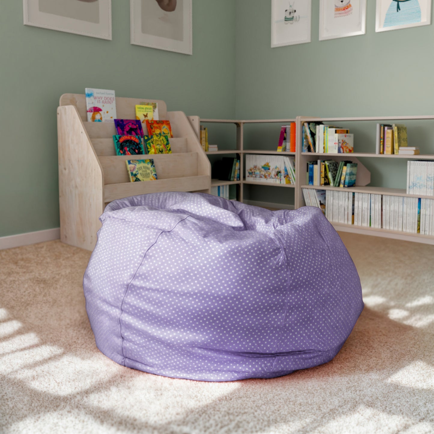 Duncan Oversized Lavender Dot Refillable Bean Bag Chair for All Ages Lavender Dot