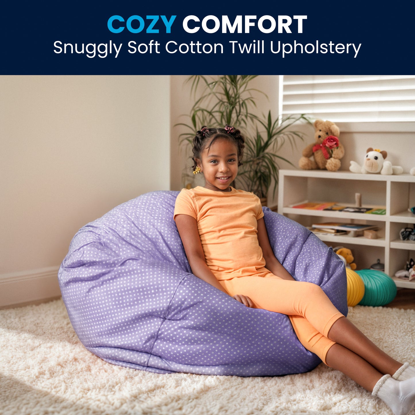 Duncan Oversized Lavender Dot Refillable Bean Bag Chair for All Ages Lavender Dot
