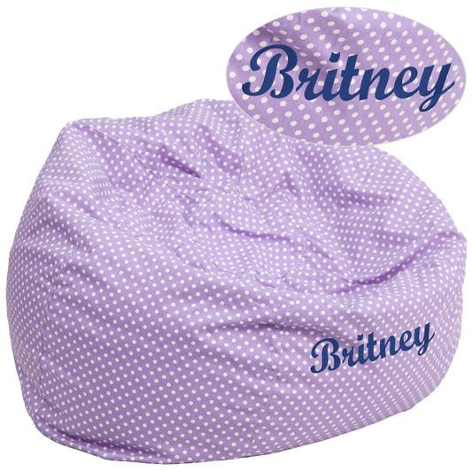 Duncan Personalized Oversized Lavender Dot Bean Bag Chair for Kids and Adults Lavender Dot