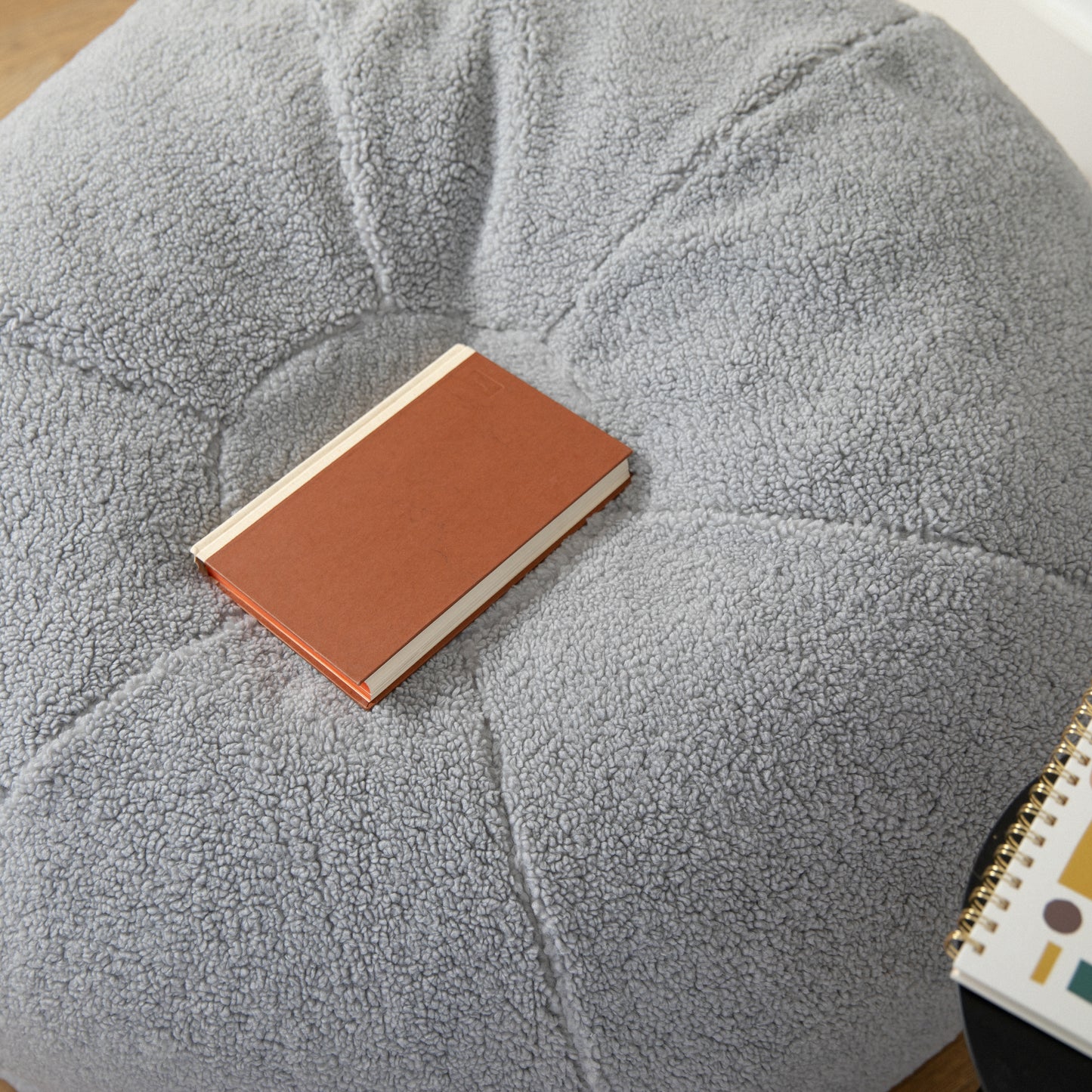 Duncan Large Gray Faux Sherpa Refillable Bean Bag Chair for Kids and Teens Gray Sherpa