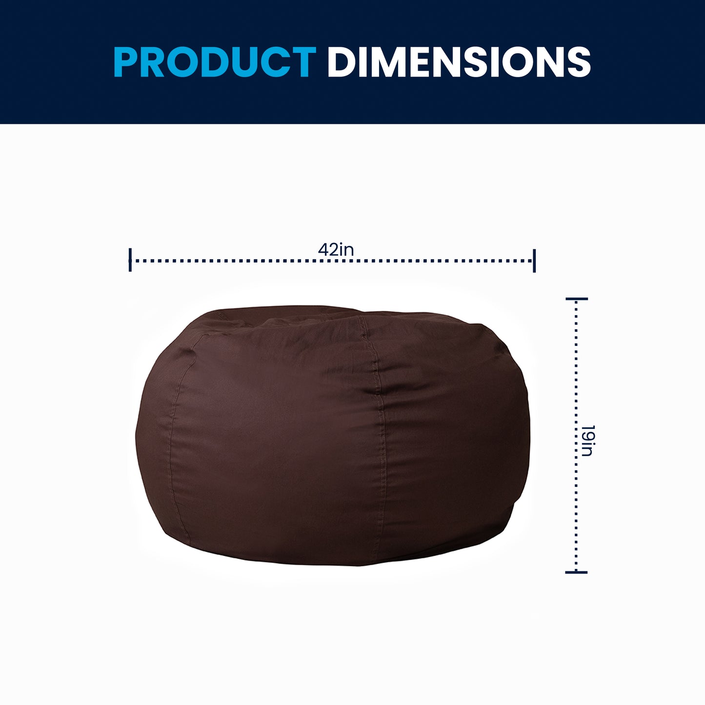 Duncan Oversized Solid Brown Refillable Bean Bag Chair for All Ages Brown