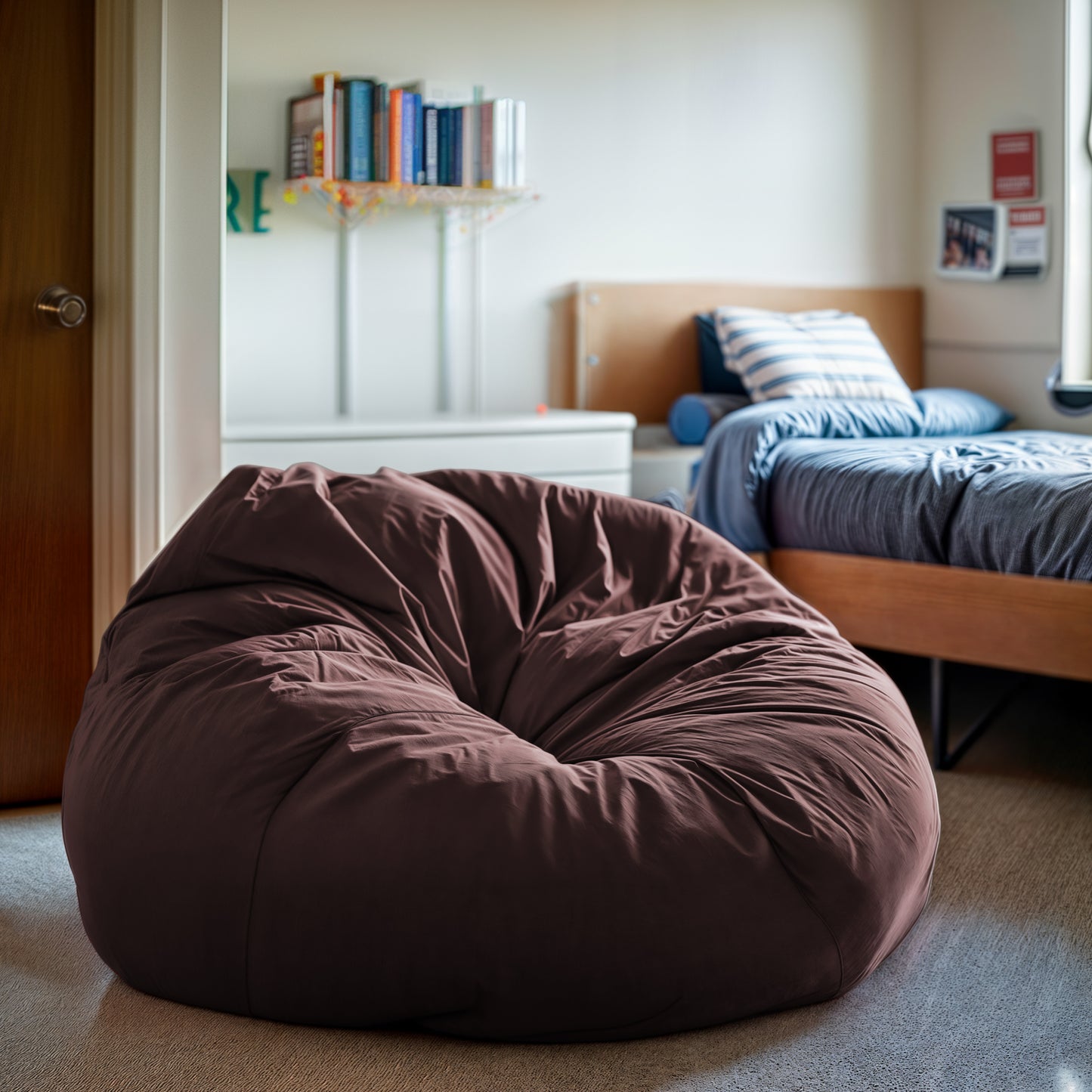 Duncan Oversized Solid Brown Refillable Bean Bag Chair for All Ages Brown