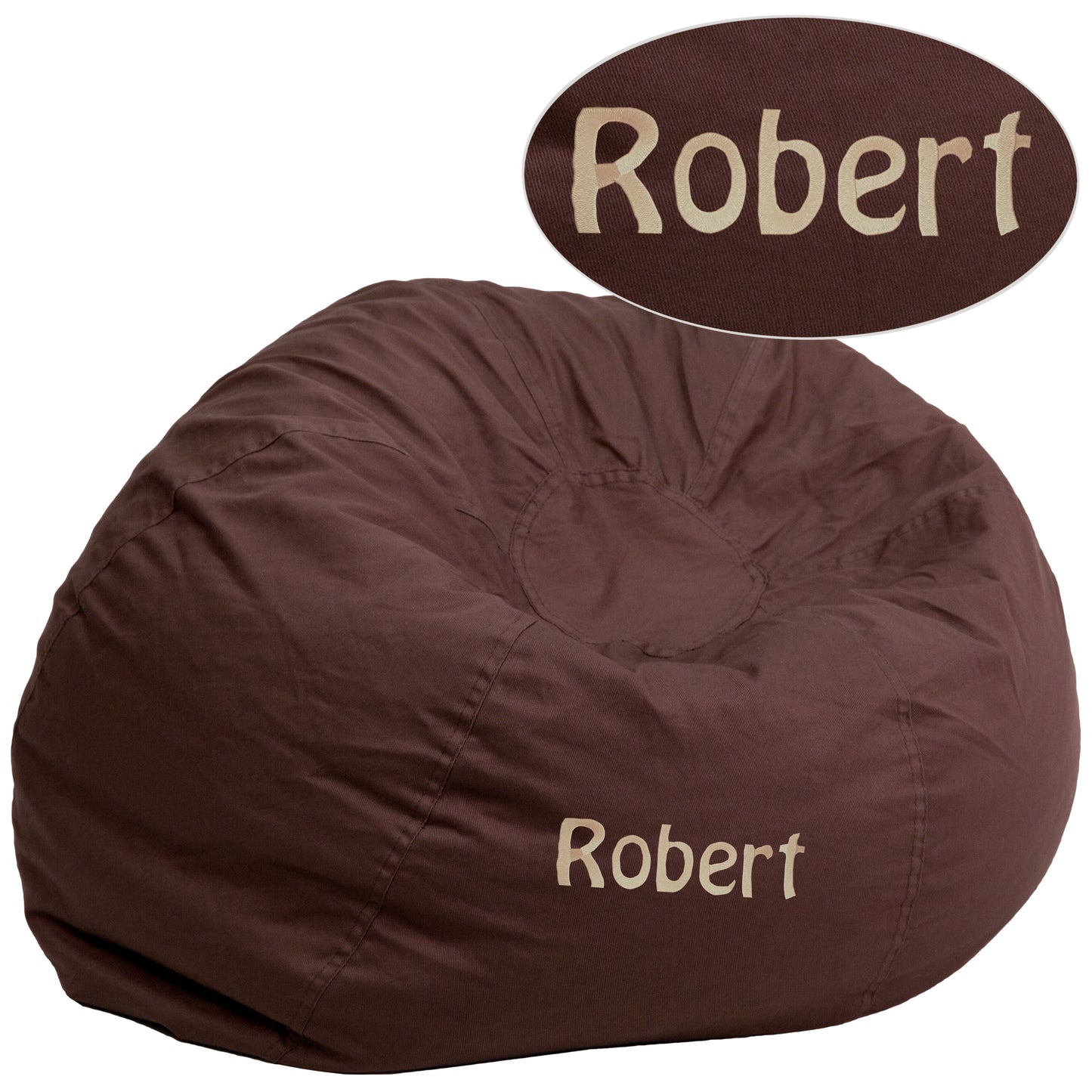 Duncan Personalized Oversized Solid Brown Bean Bag Chair for Kids and Adults Brown