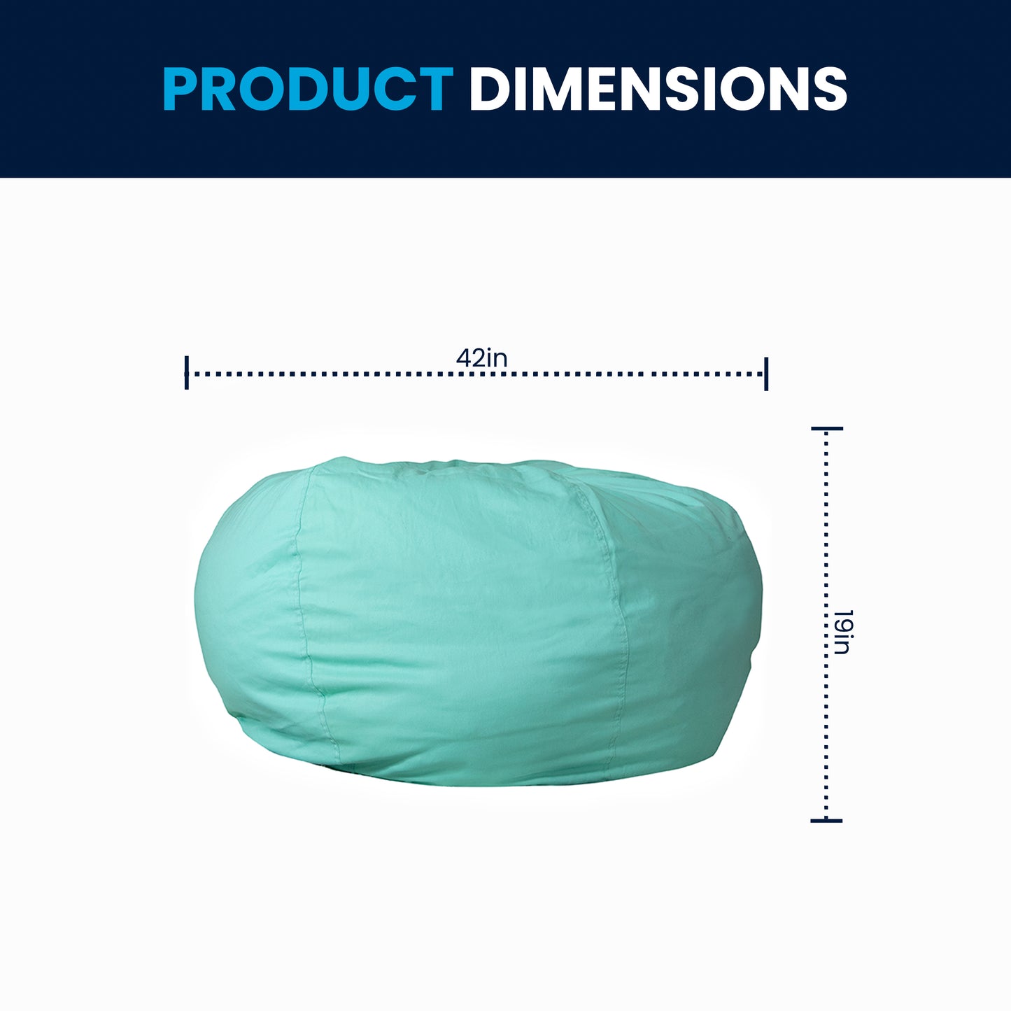 Duncan Oversized Solid Mint Green Refillable Bean Bag Chair for All Ages Mint Green