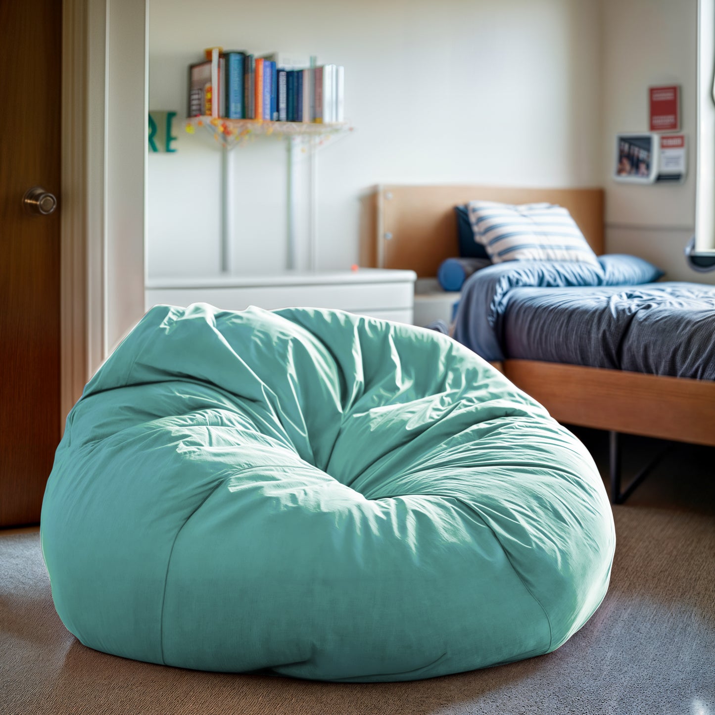 Duncan Oversized Solid Mint Green Refillable Bean Bag Chair for All Ages Mint Green