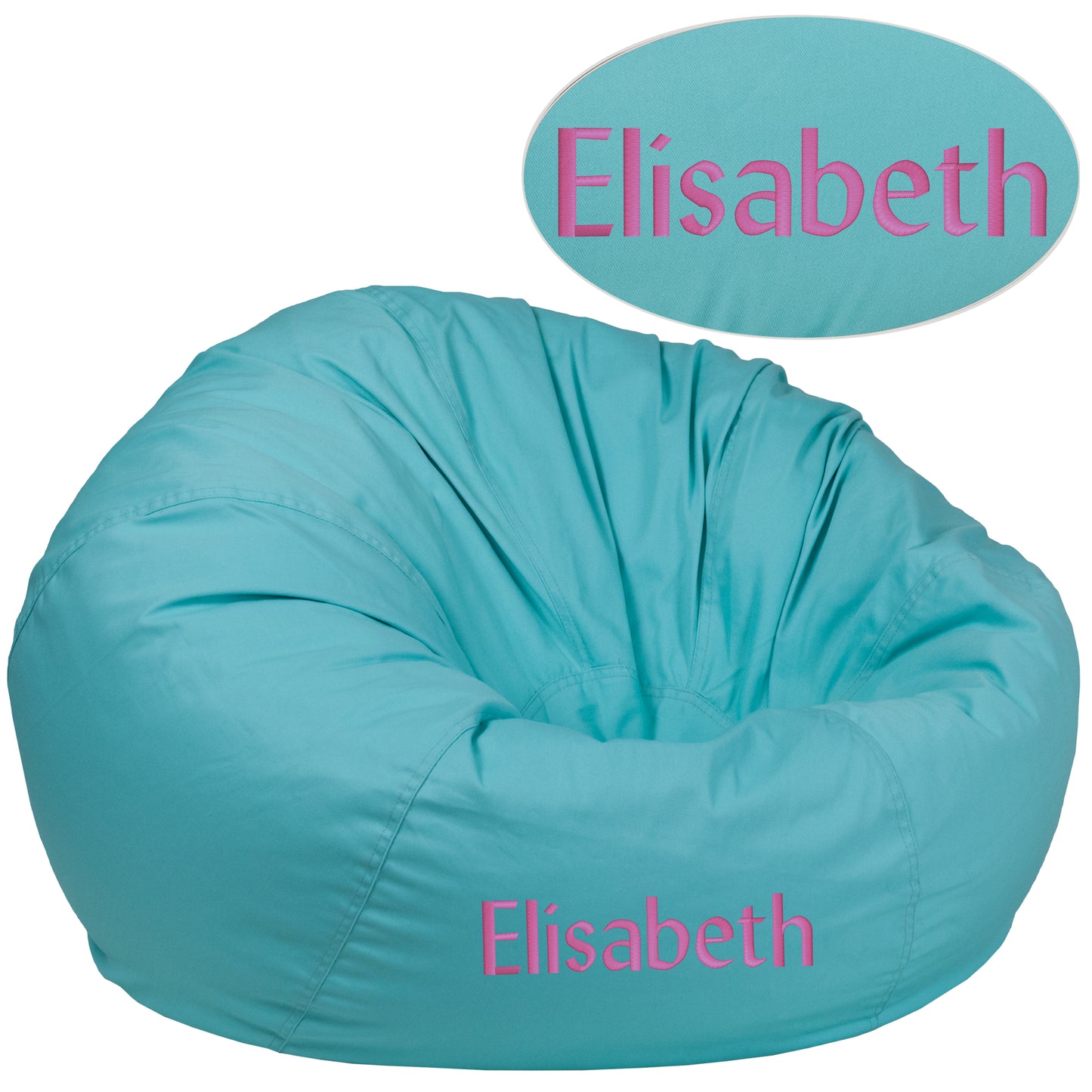 Duncan Personalized Oversized Solid Mint Green Bean Bag Chair for Kids and Adults Mint Green