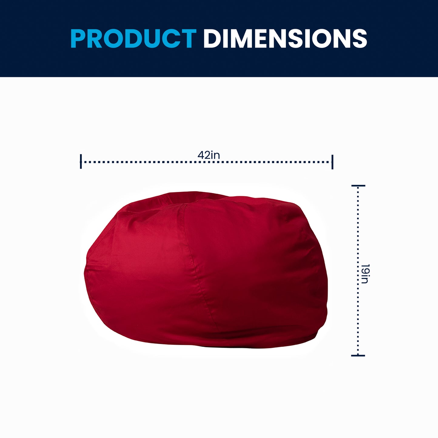 Duncan Oversized Solid Red Refillable Bean Bag Chair for All Ages Red