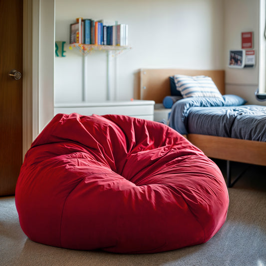 Duncan Oversized Solid Red Refillable Bean Bag Chair for All Ages Red