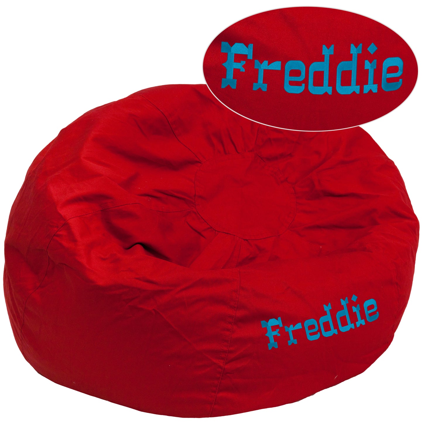 Duncan Personalized Oversized Solid Red Bean Bag Chair for Kids and Adults Red