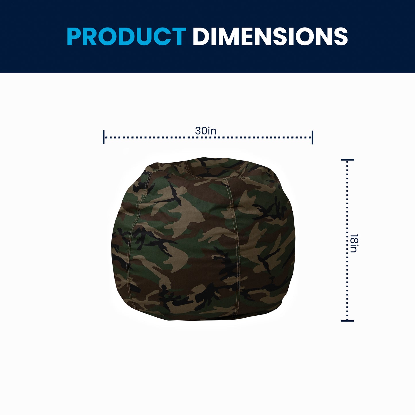 Dillon Small Camouflage Refillable Bean Bag Chair for Kids and Teens Camouflage