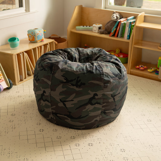 Dillon Small Camouflage Refillable Bean Bag Chair for Kids and Teens Camouflage