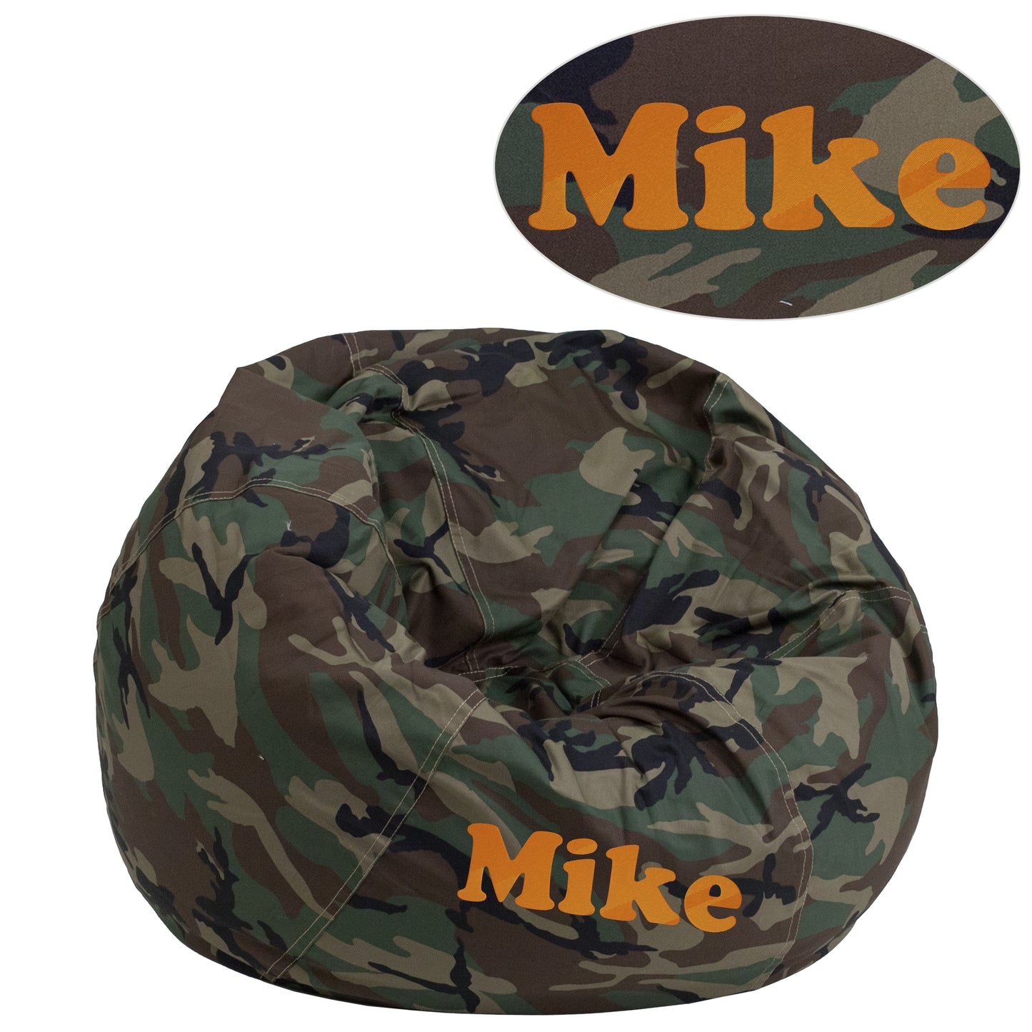 Dillon Personalized Small Camouflage Bean Bag Chair for Kids and Teens Camouflage