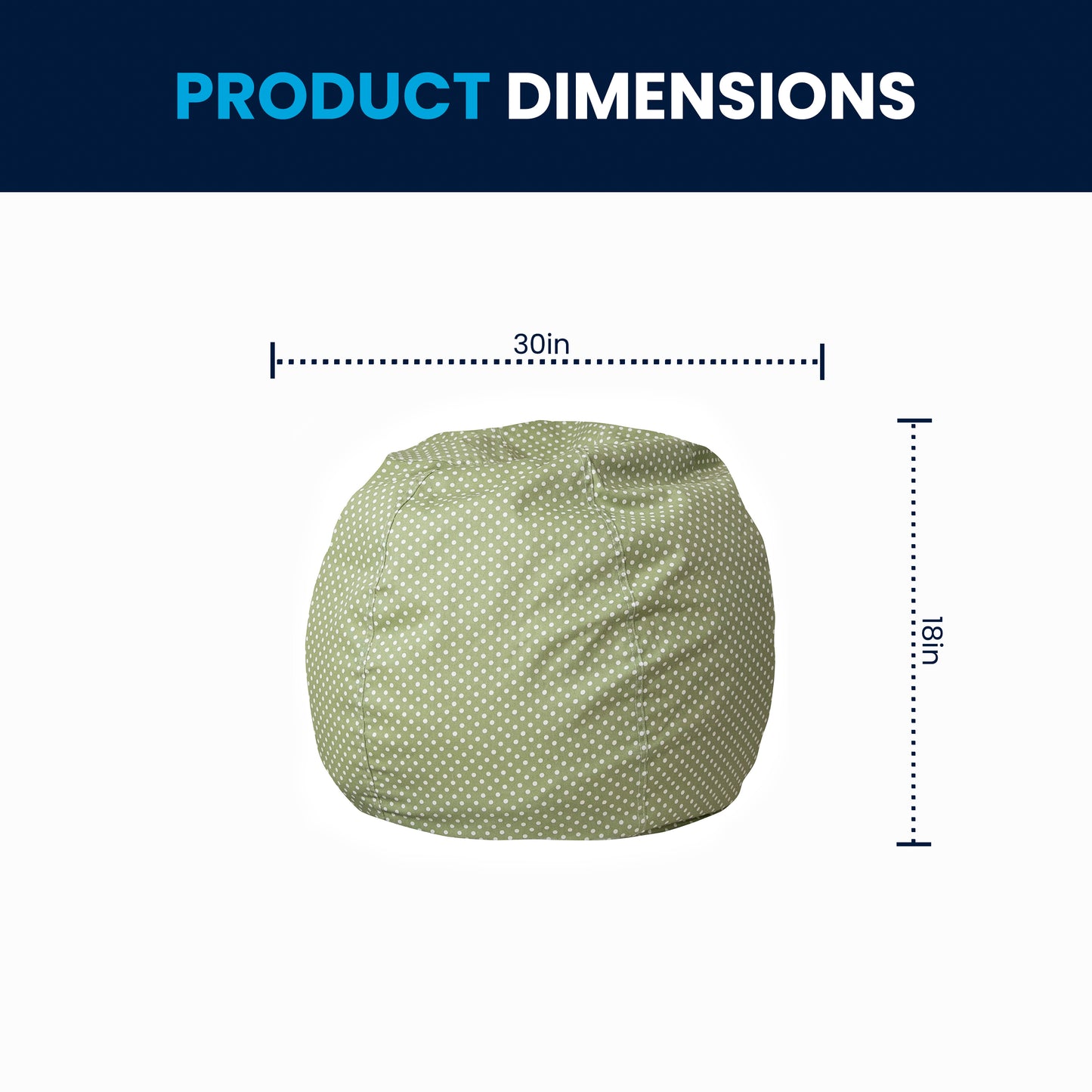 Dillon Small Green Dot Refillable Bean Bag Chair for Kids and Teens Green Dot