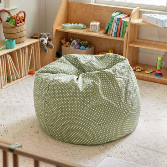 Dillon Small Green Dot Refillable Bean Bag Chair for Kids and Teens Green Dot