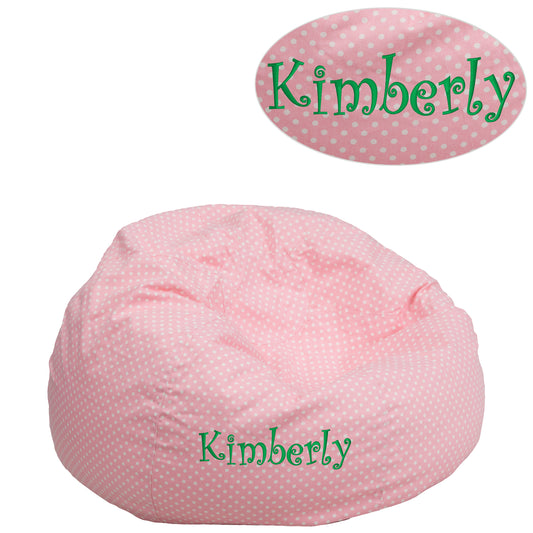 Dillon Personalized Small Light Pink Dot Bean Bag Chair for Kids and Teens Light Pink Dot