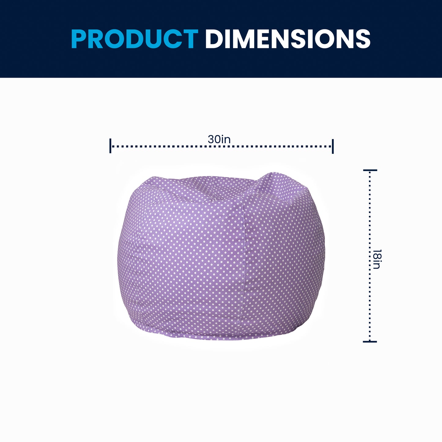 Dillon Small Lavender Dot Refillable Bean Bag Chair for Kids and Teens Lavender Dot