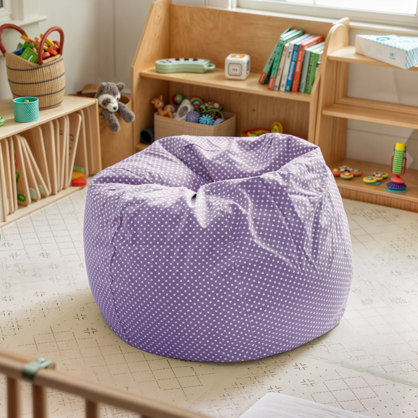 Dillon Small Lavender Dot Refillable Bean Bag Chair for Kids and Teens Lavender Dot