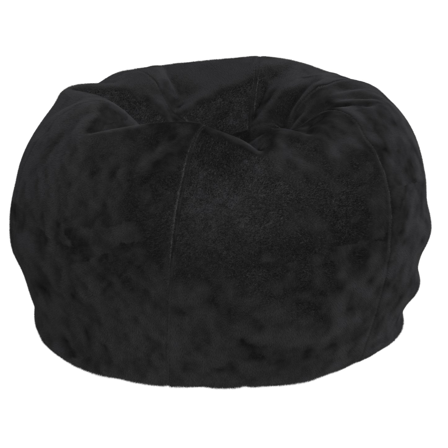 Dillon Small Black Furry Refillable Bean Bag Chair for Kids and Teens Black Furry