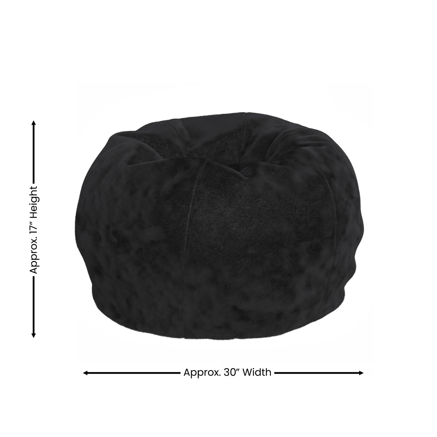 Dillon Small Black Furry Refillable Bean Bag Chair for Kids and Teens Black Furry