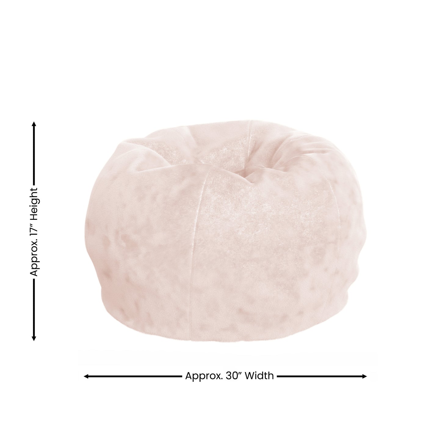Dillon Small Blush Furry Refillable Bean Bag Chair for Kids and Teens Blush Furry