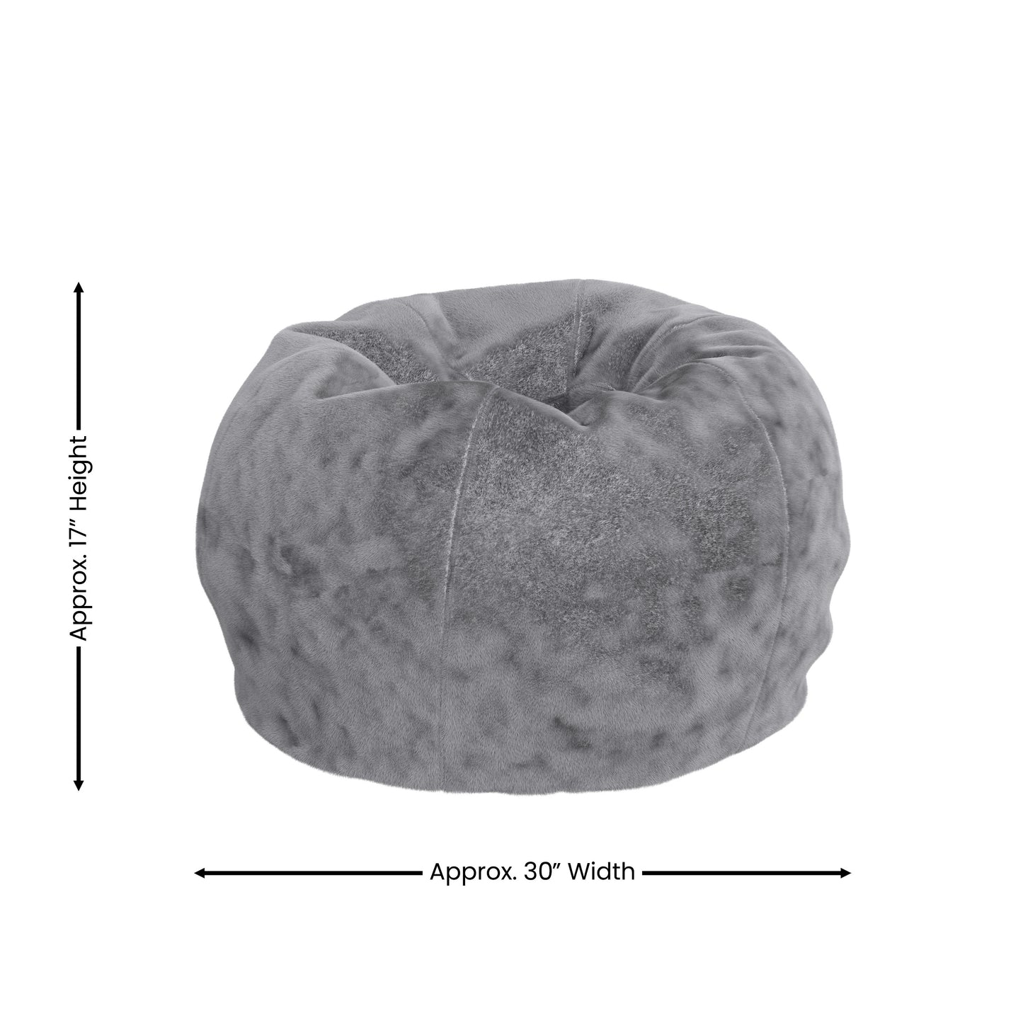 Dillon Small Gray Furry Refillable Bean Bag Chair for Kids and Teens Gray Furry