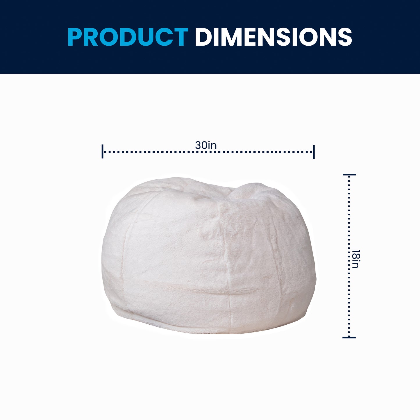 Dillon Small White Furry Refillable Bean Bag Chair for Kids and Teens White Furry