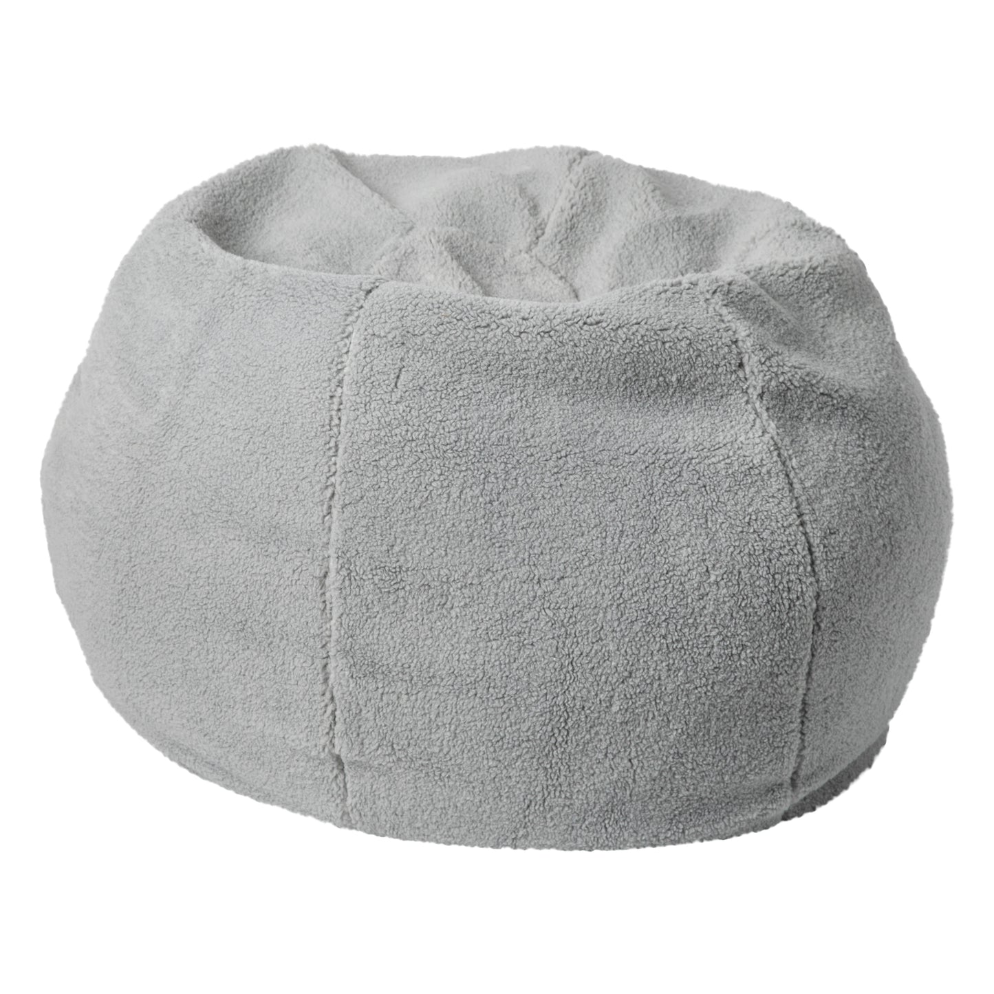Dillon Small Gray Faux Sherpa Refillable Bean Bag Chair for Kids and Teens Gray Sherpa