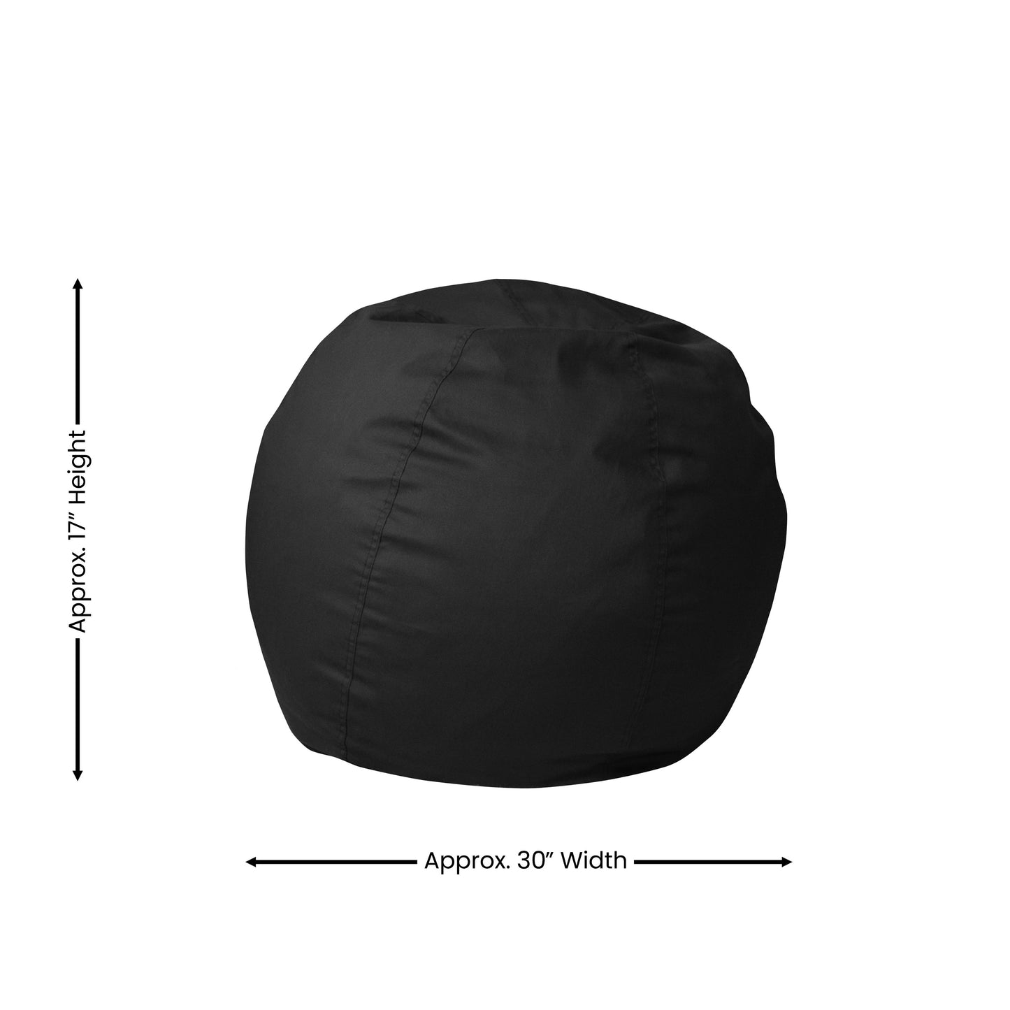 Dillon Small Solid Black Refillable Bean Bag Chair for Kids and Teens Black