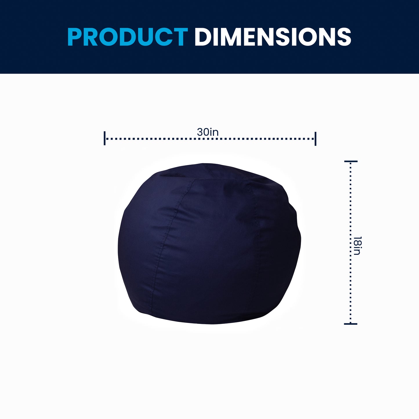 Dillon Small Solid Navy Blue Refillable Bean Bag Chair for Kids and Teens Navy Blue