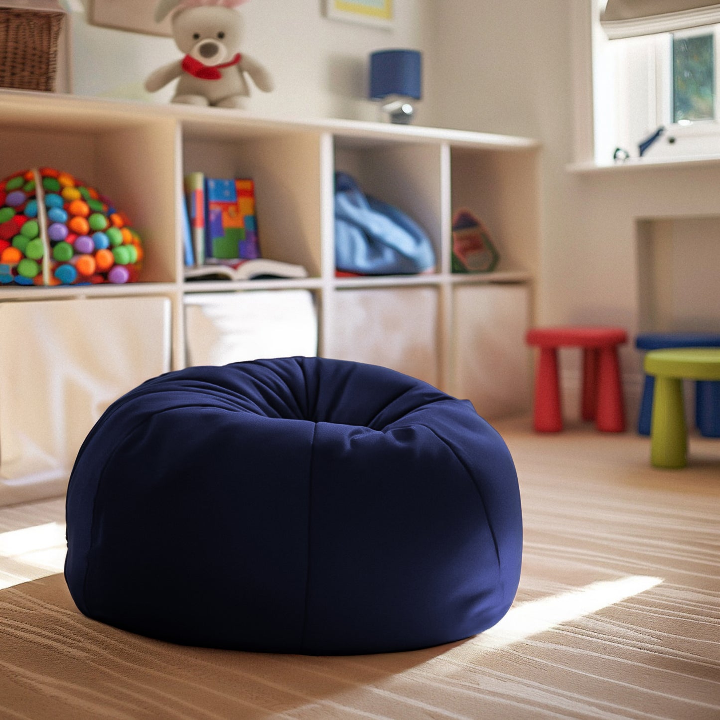 Dillon Small Solid Navy Blue Refillable Bean Bag Chair for Kids and Teens Navy Blue