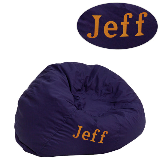 Dillon Personalized Small Solid Navy Blue Bean Bag Chair for Kids and Teens Navy Blue