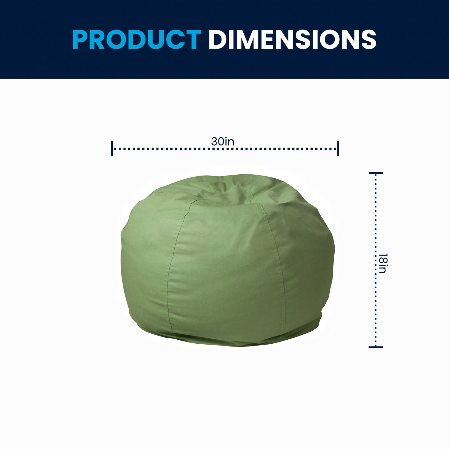 Dillon Small Solid Green Refillable Bean Bag Chair for Kids and Teens Green
