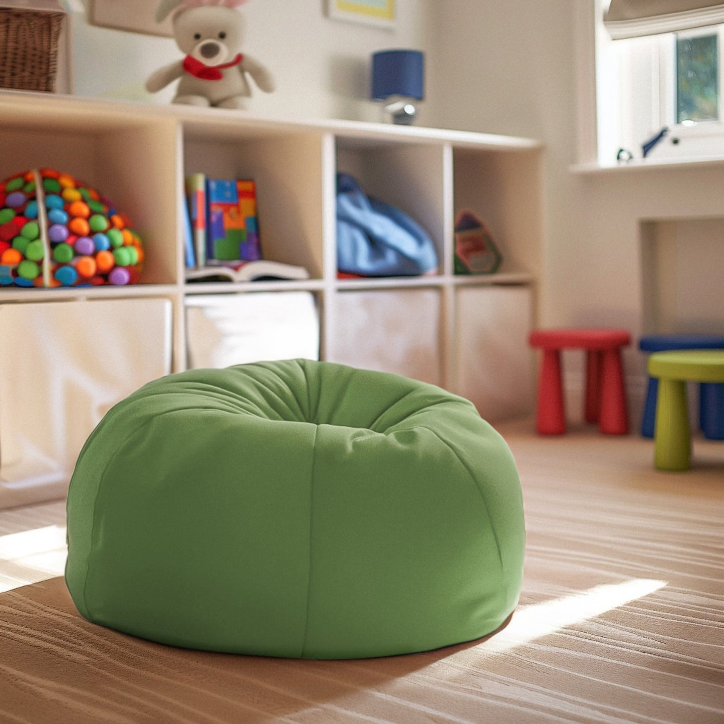 Dillon Small Solid Green Refillable Bean Bag Chair for Kids and Teens Green