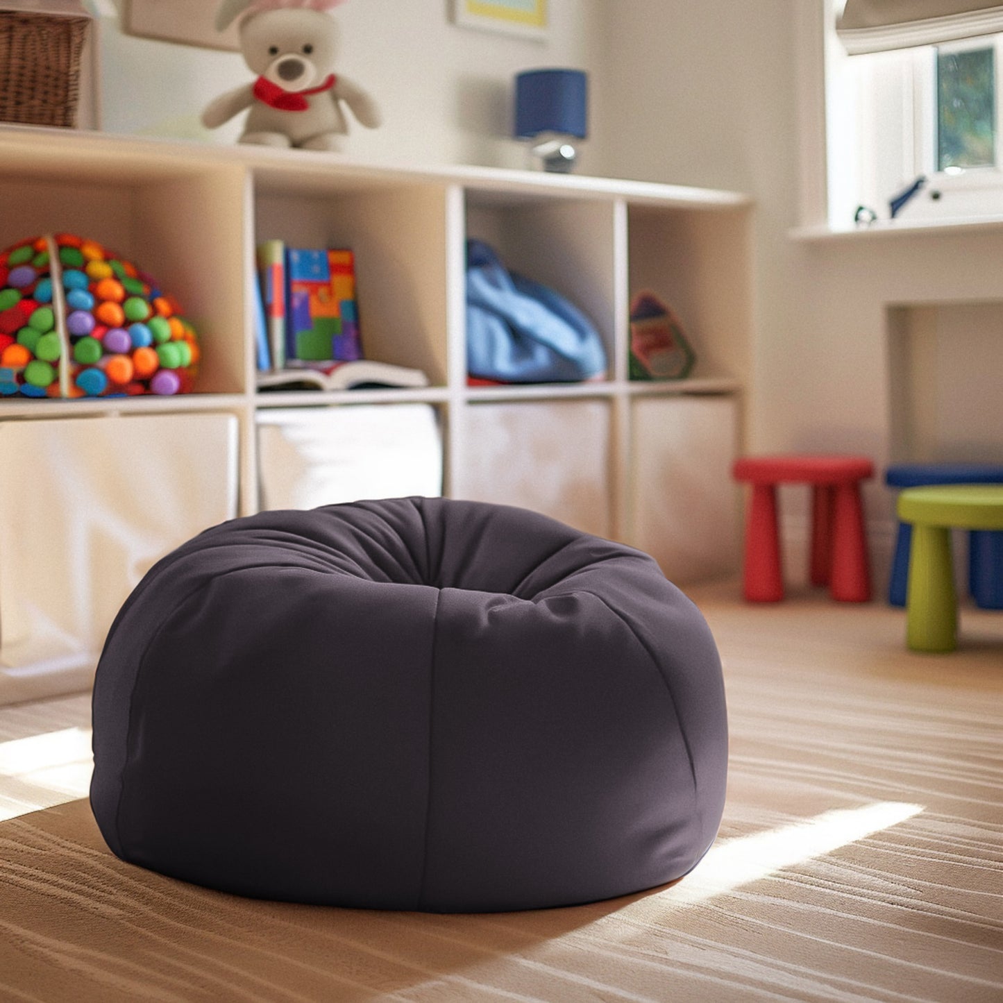 Dillon Small Solid Gray Refillable Bean Bag Chair for Kids and Teens Gray
