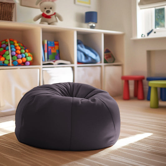 Dillon Small Solid Gray Refillable Bean Bag Chair for Kids and Teens Gray