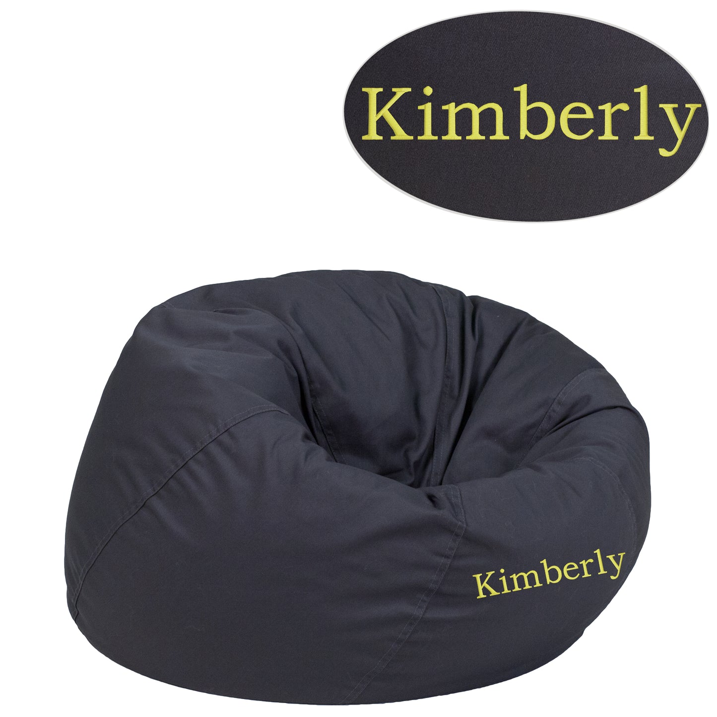 Dillon Personalized Small Solid Gray Bean Bag Chair for Kids and Teens Gray