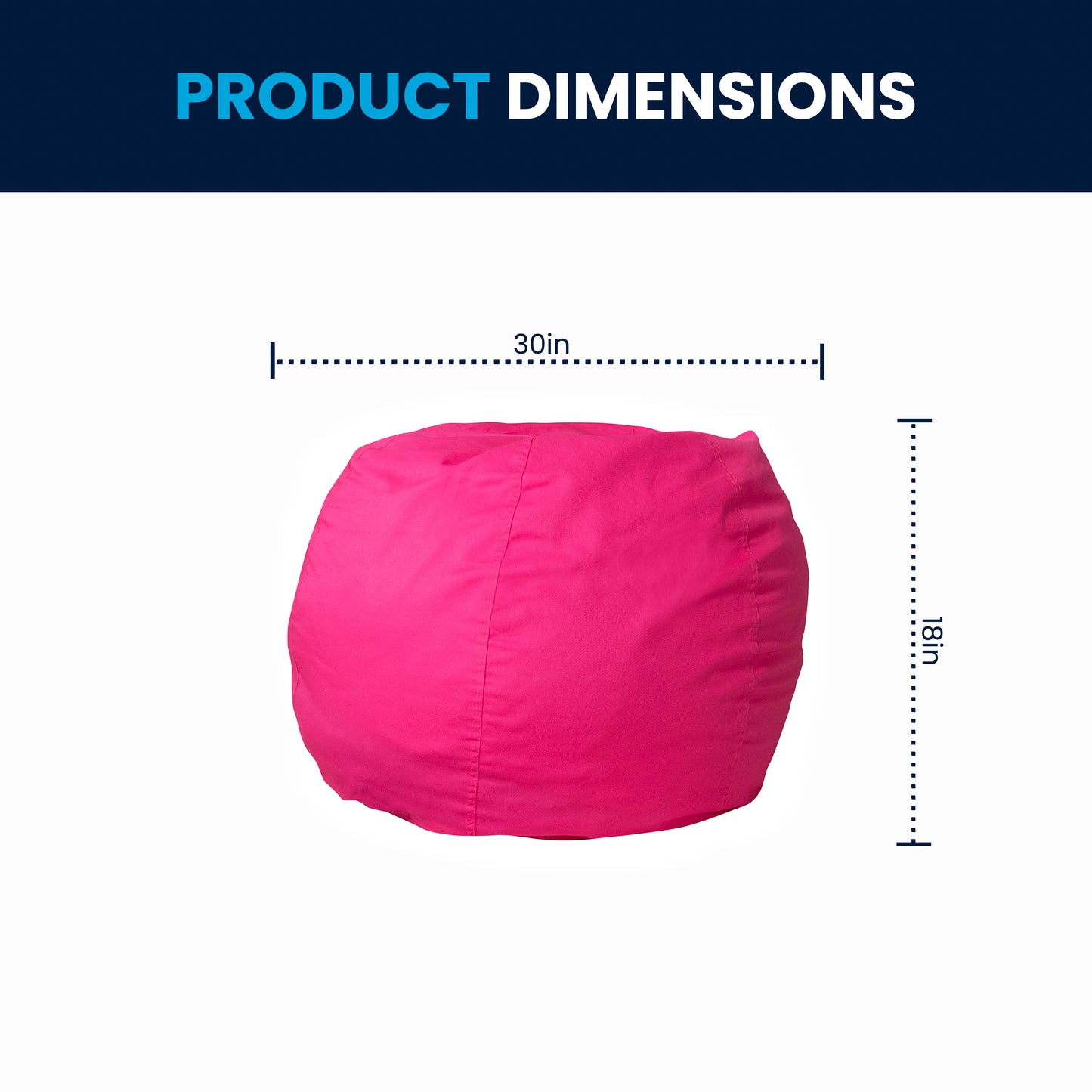 Dillon Small Solid Hot Pink Refillable Bean Bag Chair for Kids and Teens Hot Pink