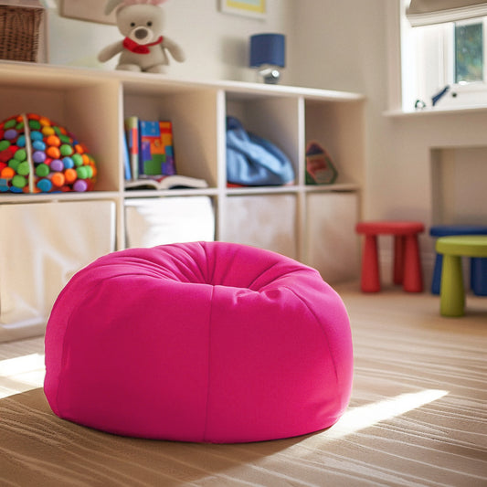 Dillon Small Solid Hot Pink Refillable Bean Bag Chair for Kids and Teens Hot Pink