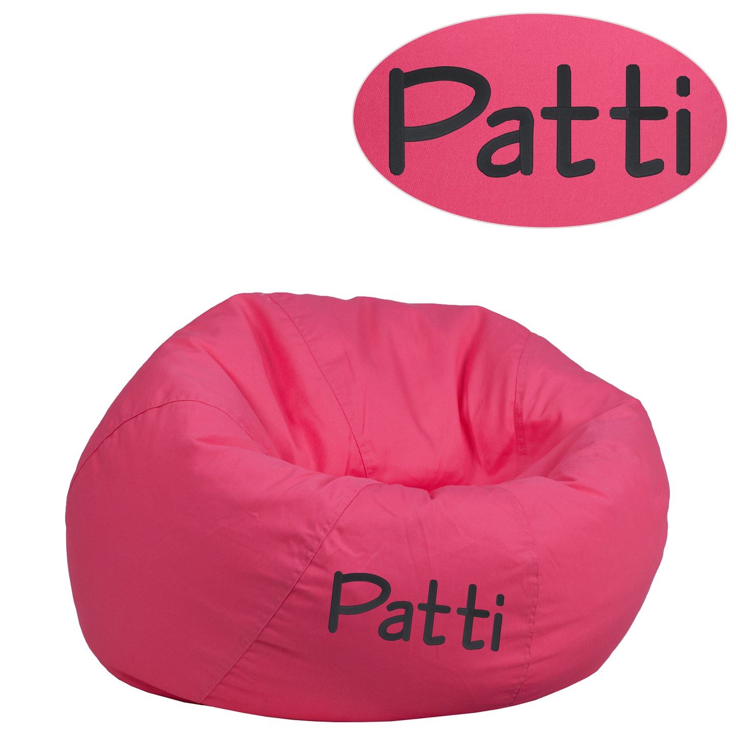 Dillon Personalized Small Solid Hot Pink Bean Bag Chair for Kids and Teens Hot Pink